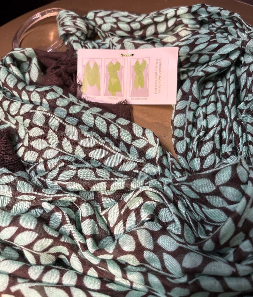 Vera Bradley Scarf Wrap Fringe Floral Shower Vines Oblong 70x27" Beachy New NWT - Picture 2 of 8